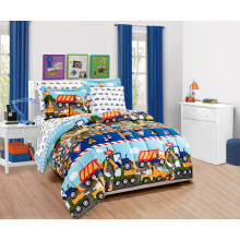 Linne Plus Tcken Set fr barn Byggtraktorer Bl Rd Grn Gul Gr Vit Ny (Tvilling)