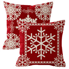 NIDITW Lot de 2 taies d'oreiller en toile de jute et lin rouge avec motif de flocons de neige pour cadeau d'anniversaire pour sur, housse de cou