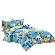 WPM Kids Collection Sngklder 4 delar Blue Ocean Life Twin Size Tcken Set med Lakan Kudde sham och Whale Toy Fun Sun Water Surf Design (Ocean L