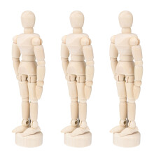3-tlg. 4,5-Zoll Holzfiguren-Modell, , für Künstler, (beige)