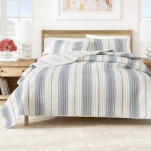 Great Bay Home Full/Queen Vendbart Quilt Senges?t - Hels?son Moderne Letv?gts Senget?pper - Hvide & Navy stribede dyner (inkluderer 1 Quilt 2 Pud
