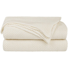 PiccoCasa 100% Cotton Knit Blanket Full Size Solid Lightweight Decorative Throws and Blankets Soft Knitted Throw Blanket for Sofa Couch Beige 70"""" x