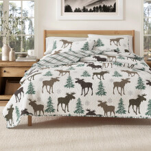 Great Bay Home Lodge senget?ppe Fuld/Queen Size Quilt med 2 Shams. Kabine 3-delt vendbart quilts?t til hele s?sonen. Rustik Quilt Coverlet Senges