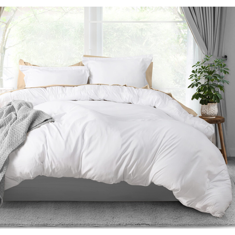 Utopia Bedding White Duvet Cover King Size - 3 Piece With Zipper Closure - 1 Comforter Cover 104X90 Inches & 2 Pillow Shams 20X36 Inches (White) Comforter