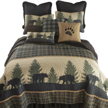 Donna Sharp Juego de cama doble de poliιster, 2 piezas, juego de edredσn Bear Walk Plaid Lodge con edredσn doble y una funda de almohada estαndar