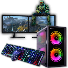 Gaming PC Bundle Ryzen 3 GTX750 Dual Monitor