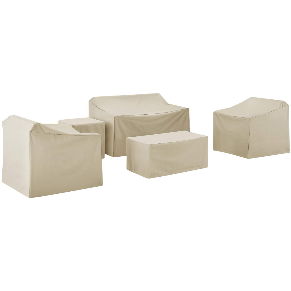 Crosley Furniture Patio Furniture Covers Waterproof 5-Piece Cover Set for Outdoor Loveseat Chairs Tables Tan-image-OPC-PM8Y8FY-NEW
