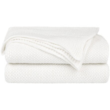 PiccoCasa 100% Cotton Knit Blanket Twin Size Solid Lightweight Decorative Throws and Blankets Soft Knitted Throw Blanket for Sofa Couch White 60"""" x