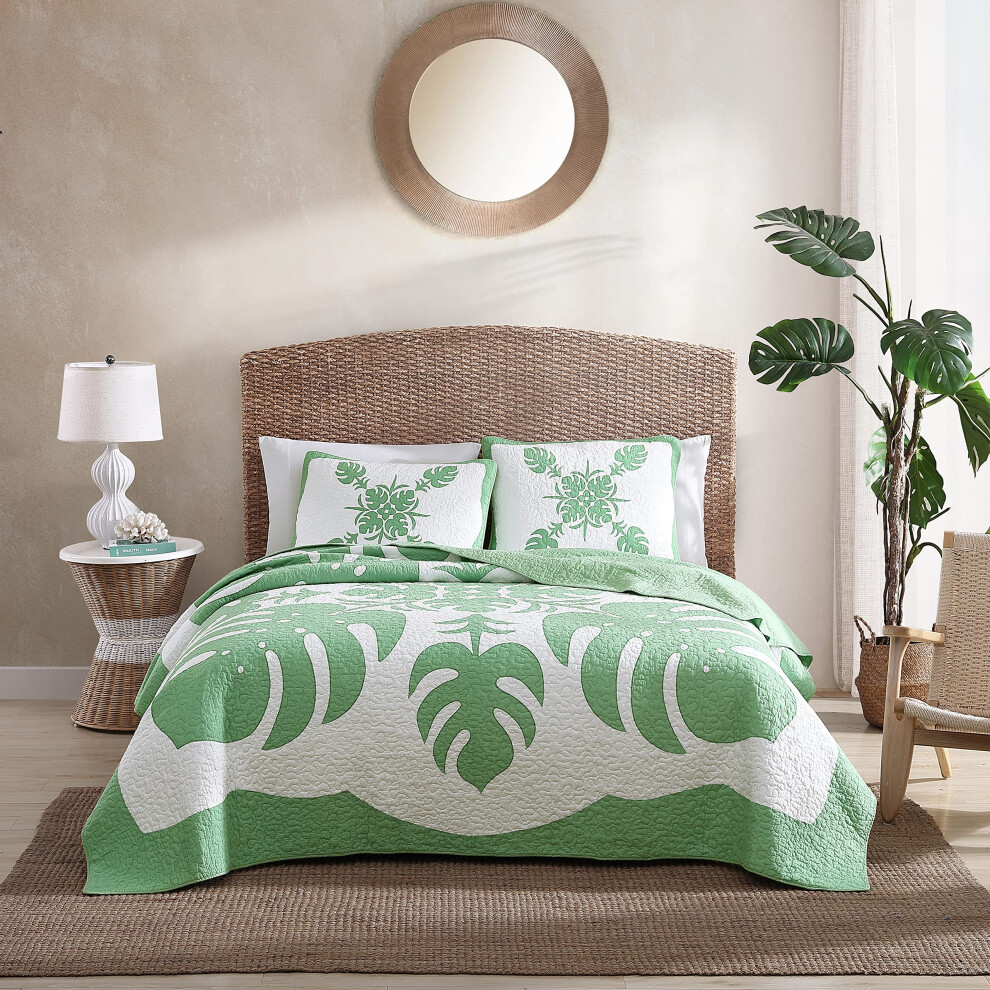 Tommy Bahama - Queen Quilt Reversible Cotton Bedding Lightweight Home Decor For All Seasons (Molokai Mint Green Queen)