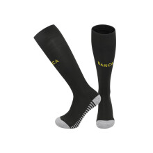 (EU 36-45, Barca Black) 25-26 New Kids Football Grip Socks & Long Football Training Socks - Breathable Cushioned Socks Children & Youth