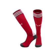 (EU 36-45, AJAX Red) 25-26 New Kids Football Grip Socks & Long Football Training Socks - Breathable Cushioned Socks Children & Youth