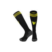 (EU 36-45, ManUtd Black) 25-26 New Kids Football Grip Socks & Long Football Training Socks - Breathable Cushioned Socks Children & Youth