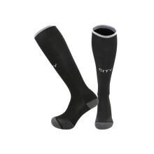 (EU 26-35, Mancity Black) 25-26 New Kids Football Grip Socks & Long Football Training Socks - Breathable Cushioned Socks Children & Youth