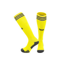(EU 26-35, Al-Nassr Home Yellow) 25-26 New Kids Football Grip Socks & Long Football Training Socks - Breathable Cushioned Socks Children & Youth