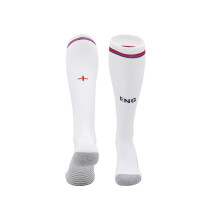 (EU 26-35, England Home White) 25-26 New Kids Football Grip Socks & Long Football Training Socks - Breathable Cushioned Socks Children & Youth