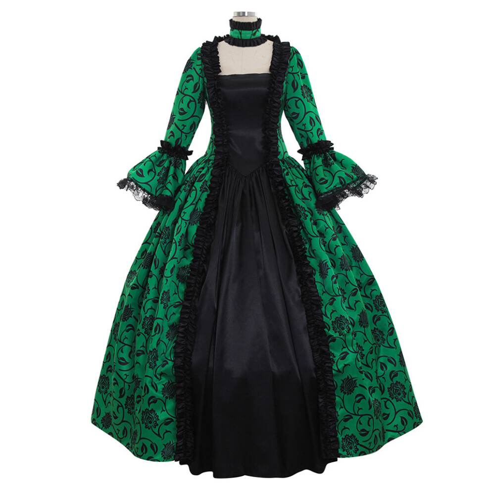 (, Xxxl) Women's Gothic Victorian Renaissance Palace Lolita Dress Medieval Vintage Ball Gown Long Sleeve Costume Green