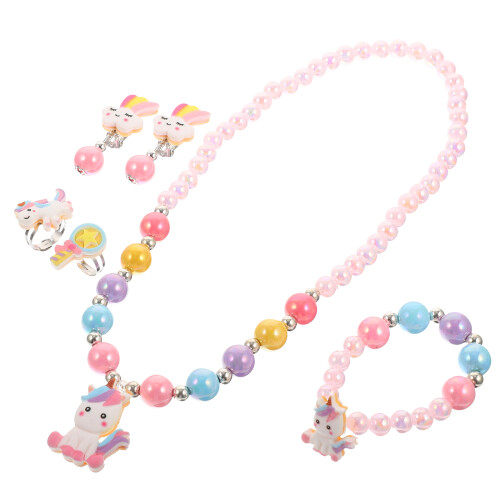 1 set kinderperlen-schmuck für , ohrringe halskette 2