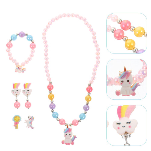 1 set kinderperlen-schmuck für , ohrringe halskette 1