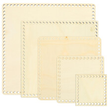 5-teiliges häkelkorb-boden-set naturholz mit gewölbter form