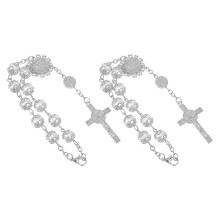 2 kreuzanhänger rückspiegel mit glasimitat-perle, gold/silber