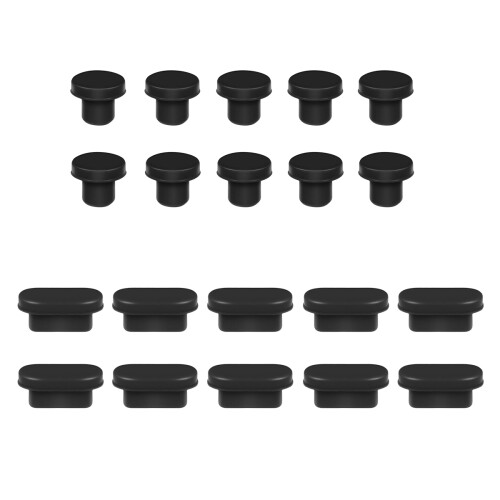 10 paar 3,5 mm klinkenstecker usb-c abdeckungen schwarz