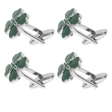 2 paar groene klavercufflinks: gelegeerd metaal, Iers design
