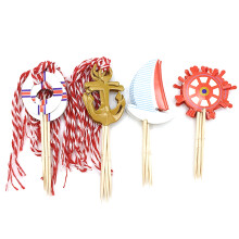 48Pièces Accessoires Gâteaux Bateau Voilier Bois Pour Fête