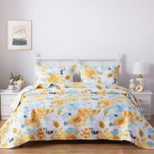 SunStyle Home Floral Twin Quilt Bl?dt Holdbart Quiltet Senget?ppe Letv?gts Sommer Vendbart Boho Printet Senget?ppe T?ppe Twin Size Quilt Senget?j