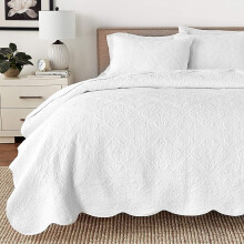 Cozy Line Home Fashions 100 % bomuld Victorian Medaljon Solid Hvid Matelasse Pr?get Senget?ppes?t Vendbart letv?gts senget?ppet?ppe til hele s?so