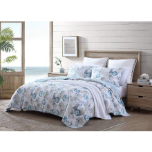 Tommy Bahama - Queen Quilt Set, Omkeerbare Katoenen Beddegoed met Bijpassende Shams (Freeport Blauw, Queen)