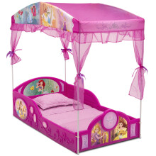 Delta Children - Disney Prinses Kunststof Slaap- en Speelpeuterbed met Hemel Roze