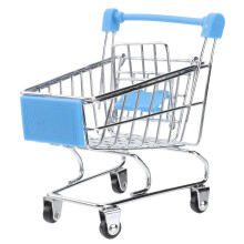 Mini Metal Shopping Cart Handcart For Pets Toy Sky Blue