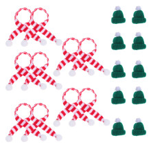 10 mini strickmützen 23 cm für weinflaschen mit schal