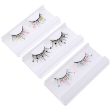 3Paare Mehrfarbige Fake-Wimpern, Kunstvolle Curling-Lashes Für Frauen