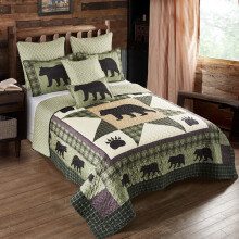 Virah Bella Juego de cama de 3 piezas Queen Lodge  Estrella de oso  Juego de edredσn reversible para acampar con fundas de almohada decorativas