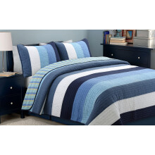 Cozy Line Home Fashions Sofistikovan odstny ocensk modri Pruhovan 100% bavlnen prikrvky Povlecen Oboustrann prehoz na postel (Preston Twin