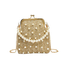 Khaki Strohtasche Schultertasche Frauen Alltag Stylisch