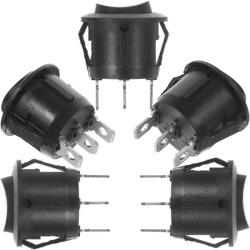 5Stk Schwarze Rundschalter Auto, Langlebiger Rocker, Einfache Montage