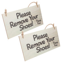 2 „bitte schuhe ausziehen“ schild aus holz für eingang