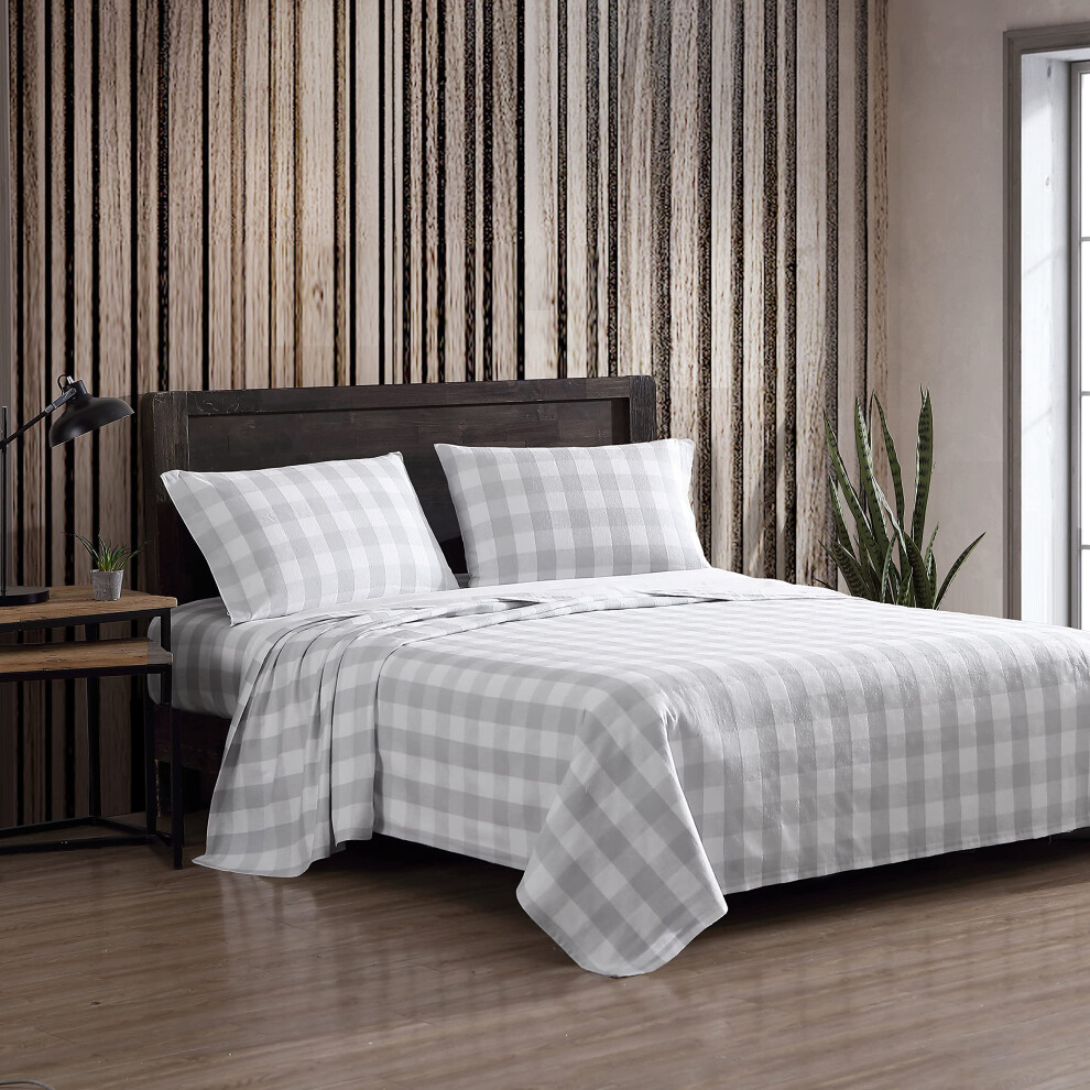 Eddie Bauer - Full Sheets Cotton Flannel Bedding Set Brushed For Extra Softness Cozy Home Decor (Lakehouse Plaid Full)-image-OPC-PFKWWYR-NEW