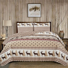 3-delt vendbart quilts?t med Shams | Hel?rs bl?dt og let senget?ppe | Rustik Lodge Cabin Printet Plaid Design | Cedar Creek Collection (King Red/