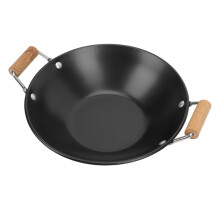 heißtopf mit holzgriff, flacher wok für camping