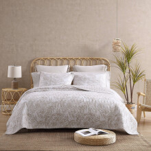Tommy Bahama - Juego de edredσn King reversible de algodσn con fundas a juego, juego de cama tropical sϊper suave (Palmday Beige King)