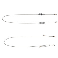 4pcs black metal eyeglass chain with bat and cross design for women