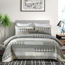 PANGUSHAN Souprava prikrvek King Size 100% Bavlna Prikrvka Prehoz pres postel Sada povlecen ed (ed)/Smetanov/Khaki Patchwork Kostkovan state