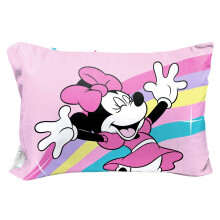 Jay Franco Disney Minnie Mouse Rainbow Stripe 1 federa singola reversibile - Biancheria da letto super morbida per bambini su entrambi i lati