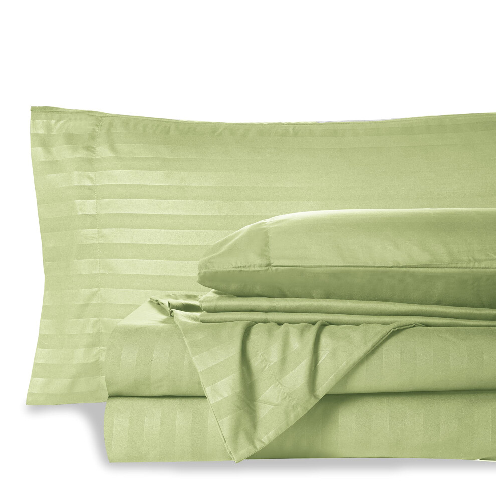 Mocassi Queen Stripe Sheet Set - Luxury Hotel 1800 Premier Bedding Sheets & Pillowcases - Ultra Soft Breathable & Cooling Bed Sheets - Wrinkle Resist-image-OPC-PM8ZHBD-NEW