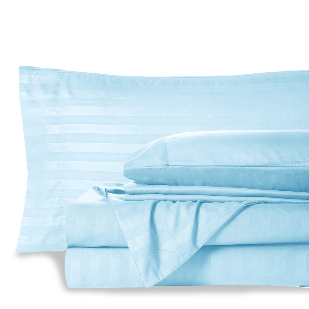 Mocassi Twin Stripe Sheet Set - Luxury Hotel 1800 Premier Bedding Sheets & Pillowcases - Ultra Soft Breathable & Cooling Bed Sheets - Wrinkle Resista-image-OPC-PM8ZHFD-NEW