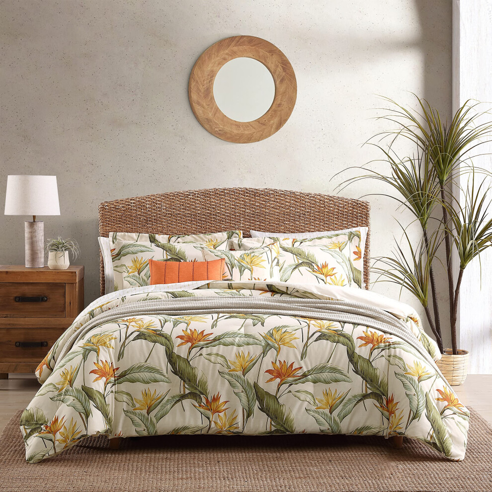 Tommy Bahama - Queen Comforter Set Reversible Cotton Bedding With Matching Shams & Bonus Throw Pillows Super Soft Bedding Set (Birds Of Paradise Of