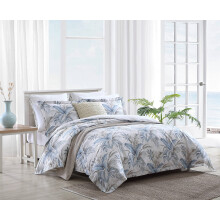 Tommy Bahama - Juego de funda de edredσn Queen de algodσn con fundas a juego y cierre de botσn, juego de cama sϊper suave (Bakers Bluff Blue Quee